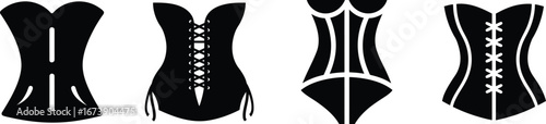 Diverse corset silhouettes collection fashionable garment designs silhouette