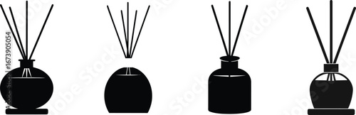 Fragrance diffuser silhouette set with sticks aroma home decor elements silhouette