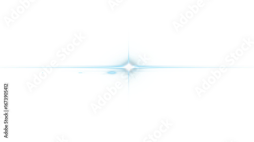 Foto Bright blue anamorphic lens flare with a glowing cross shape