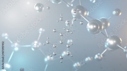kynurenine molecular structure, 3d model molecule, metabolite structural chemical formula view from a microscope