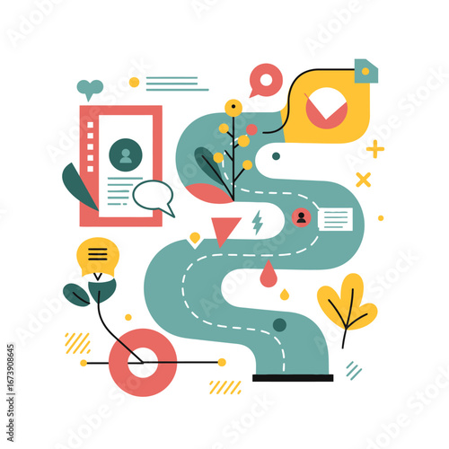 Curvy road infographic with markers journey concept progress achievement