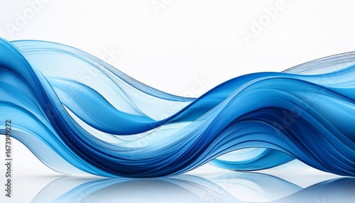 abstract flowing blue wave shapes gracefully twisting and overlapping on a white background creating a sense of fluidity and calm