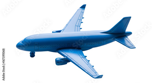 Blue Airplane Toy Model Isolated on Transparent Background