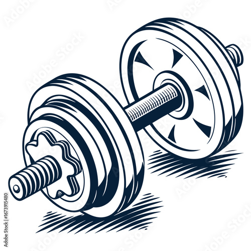 Fitness dumbbell weight exercise equipment illustration