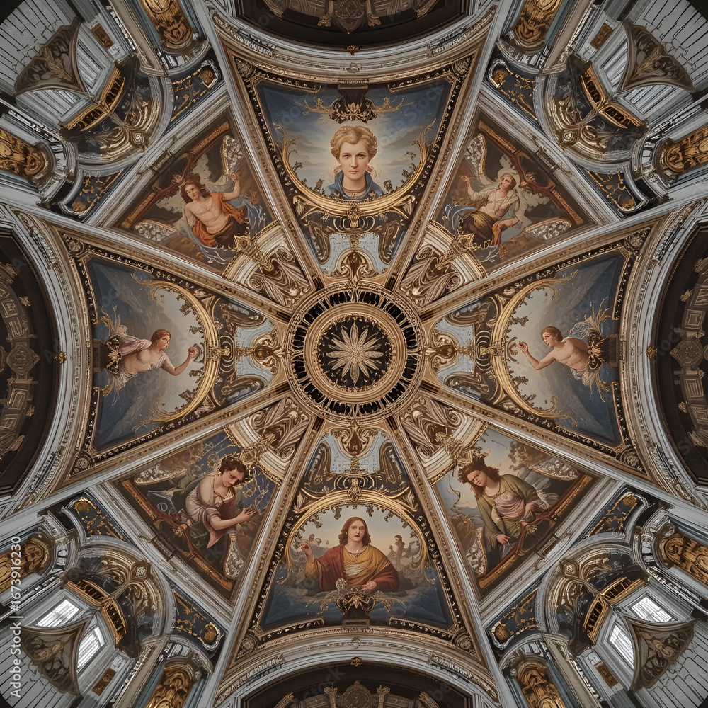 Obraz premium Rome, Italy, July 2017, Ceiling Artwork of Santa Maria Sopra Minerva Basilica in Rome, Italy