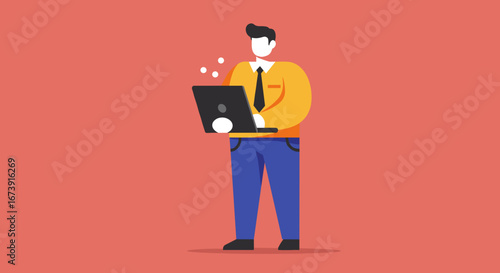 A business professional efficiently working remotely on a laptop, symbolizing modern connectivity, online communication, and digital productivity.