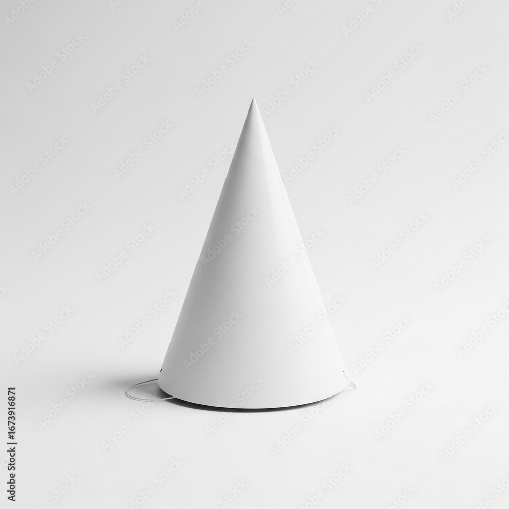 Fototapeta premium A plain white party hat isolated on white. Mockup concept
