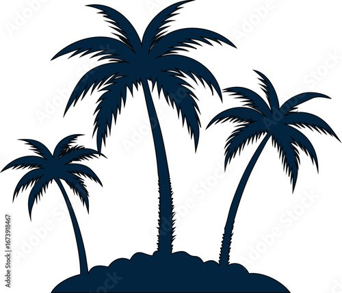 Beachside palm tree silhouette graphic ideal for surf shops, summer events, and tropical holiday posters.