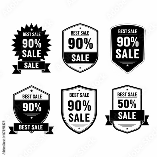 Bright promotional 90 percent sale discount badge with bold typography for shopping marketing and retail advertising campaigns.