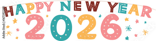 2026 happy new year vector banner. colorful illustration 