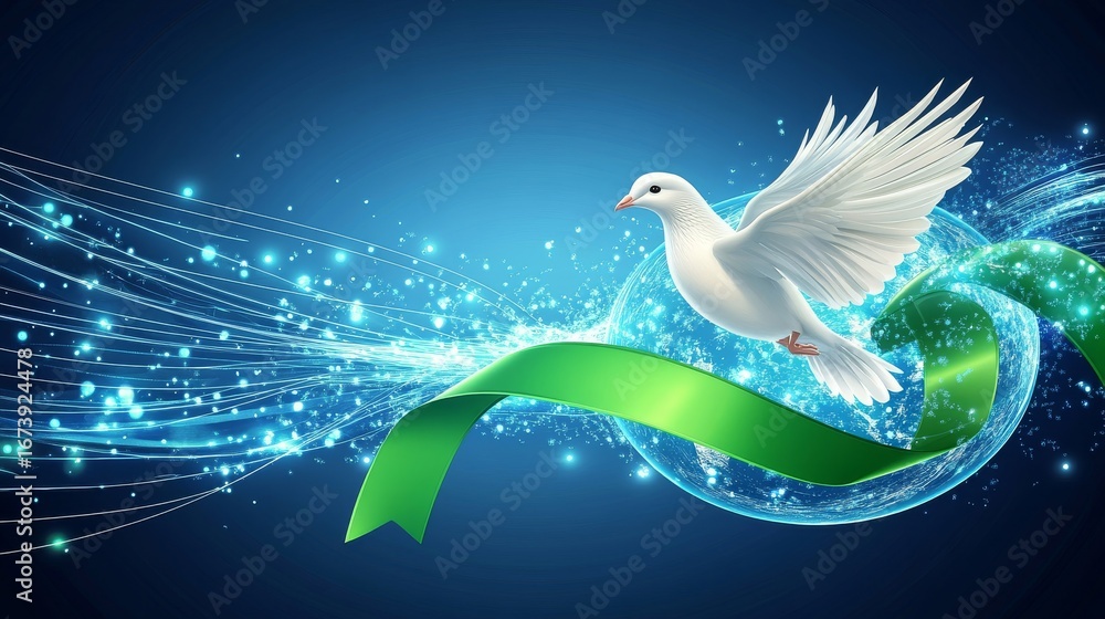 Fototapeta premium Flying White International Day of Peace