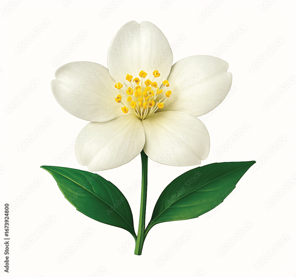Fototapeta premium Jasmine flower outline vector icon with thin strokes.