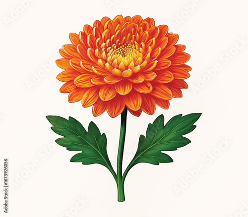 Foto Vibrant orange dahlia flower, a beautiful summer blossom, isolated on a white ba