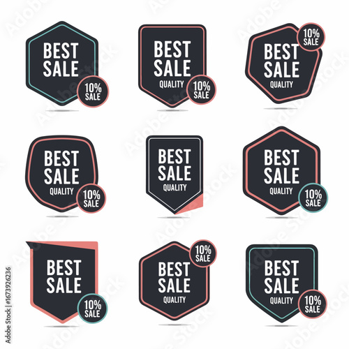 Set  black price tags with different discount 