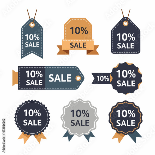 Best 10 Percent Sale Badges And Labels Set For Promotions And E‑Commerce Use