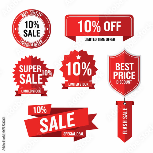 Best 10 Percent Sale Badges And Labels Set For Promotions And E‑Commerce Use