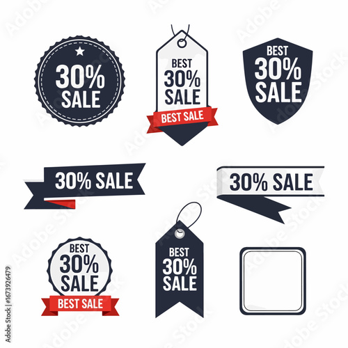 Best 30 Percent Sale Badges And Labels Set For Promotions And E‑Commerce Use