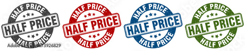 half price stamp. half price round stamp set isolated on white background