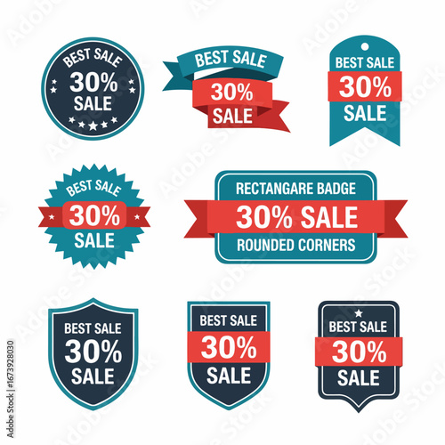 Best 30 Percent Sale Badges And Labels Set For Promotions And E‑Commerce Use