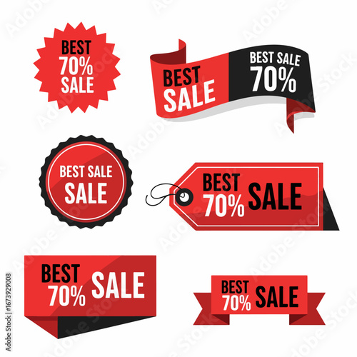Set of promotion badge vectors