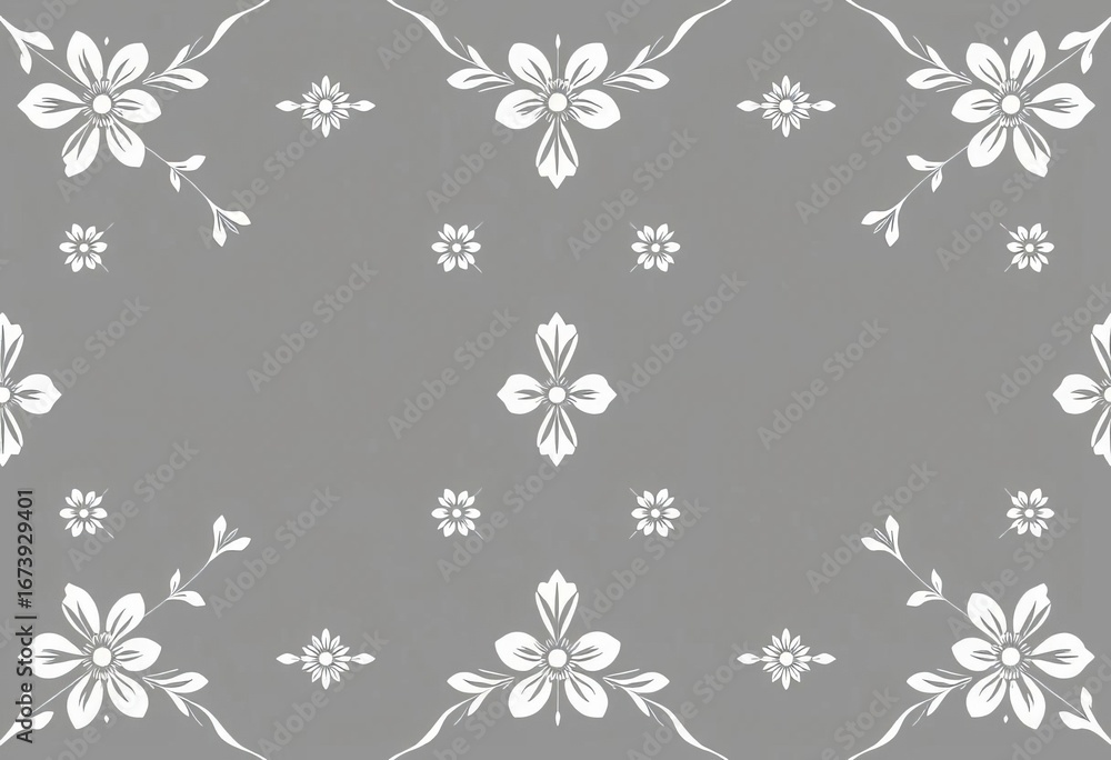 Elegant gray & white geometric floral seamless patterns Simple vector illustrations, botanical, backdrop Elegant gray & white geometric floral seamless patterns Simple vector illustrations, botanical, backdrop