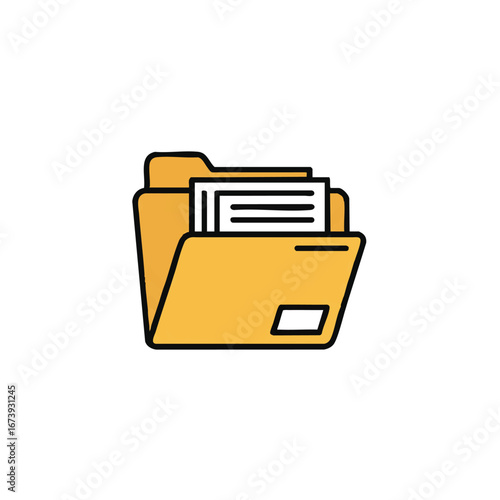 Yellow folder icon containing multiple documents, representing data storage or organization.