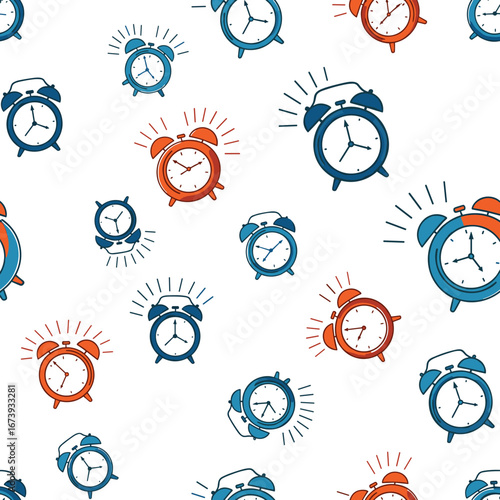 Vibrant alarm clock pattern offers timely reminders for busy schedules and modern design needs