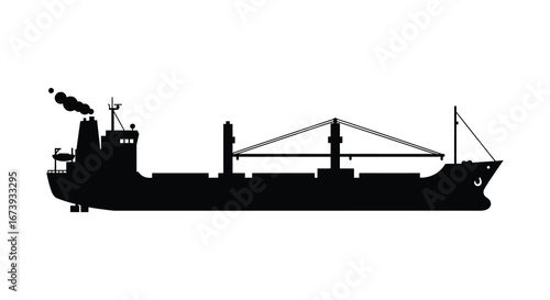 a large cargo ship with a crane on deck sailing on the ocean