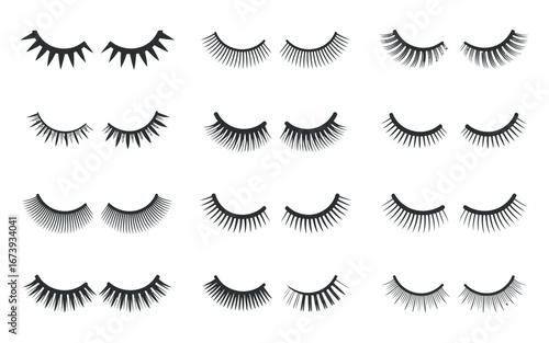 Eyelash Collection Vector Illustration: Beauty and Makeup Elements for Cosmetic Design Projects and Glamour Art