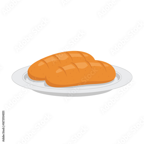 Freshly baked crusty bread loaves served on a white plate, ready to enjoy