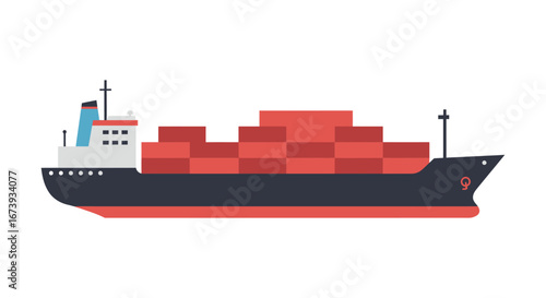 a large cargo ship with many red shipping containers on deck