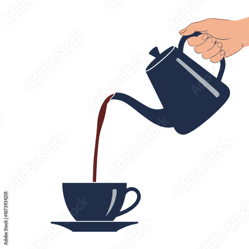 Hand pours rich coffee into a stylish cup, creating a perfect morning ritual moment