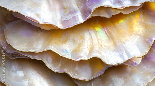 Closeup iridescent shell layers abstract texture