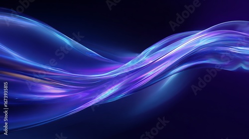 Sleek Flowing Wave of Luminous Blue and Purple Energy on Dark Futuristic.