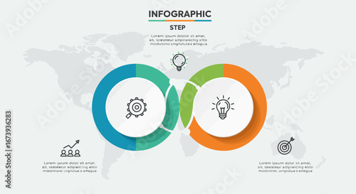 Infographic template design with two interconnected circles, suitable for presentations
