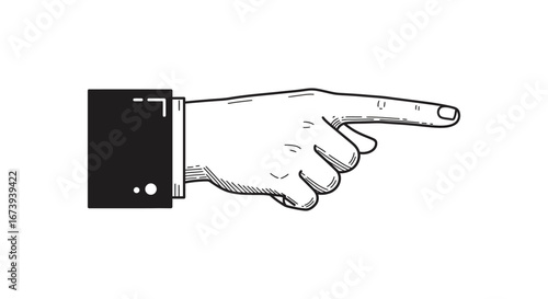 Hand pointing to the right from behind a smartphone