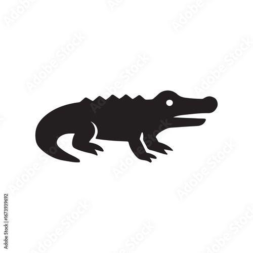 Alligator Silhouette Icon – Reptile, Wetland Wildlife