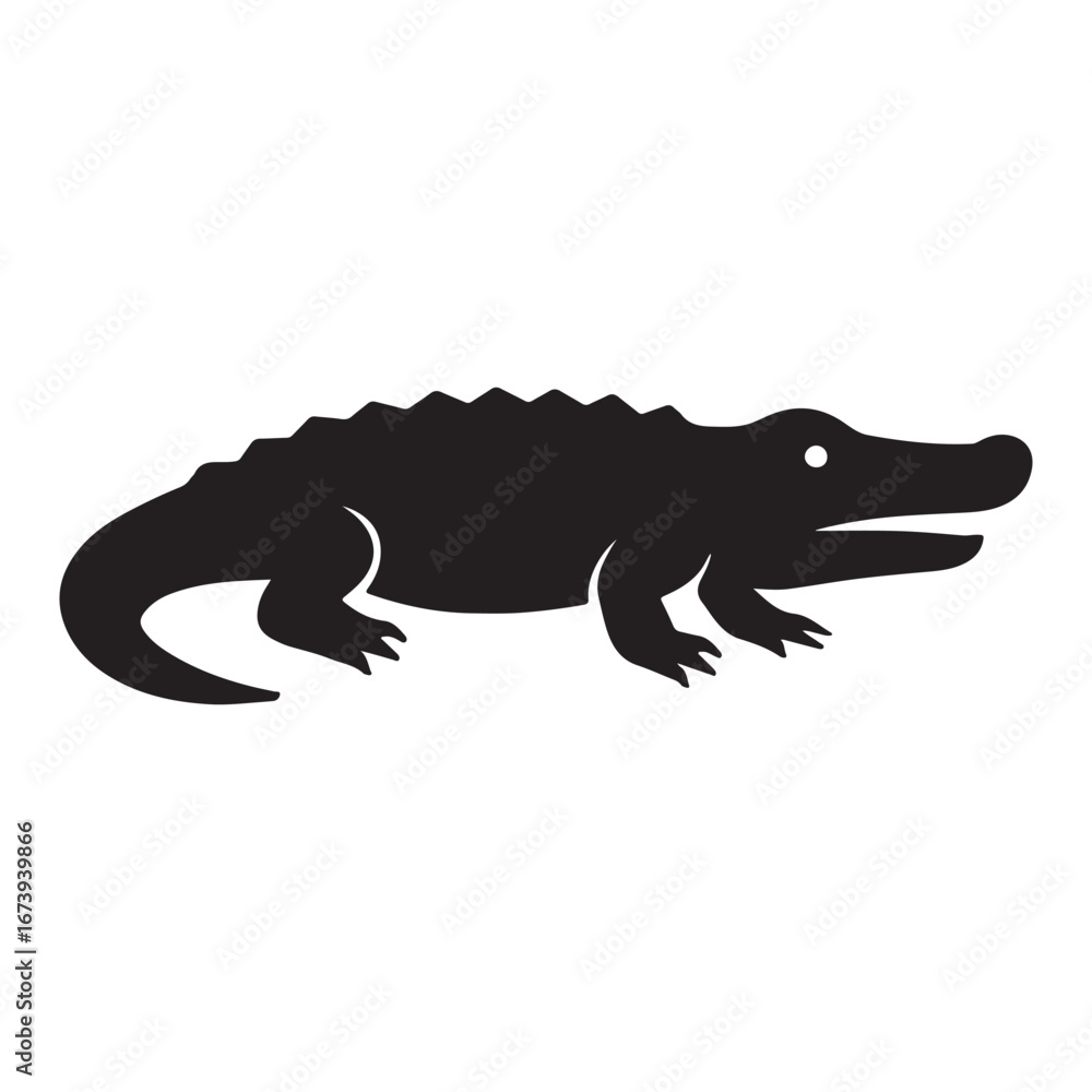 Fototapeta premium Crocodile Silhouette Icon – Reptile, Wildlife & Danger