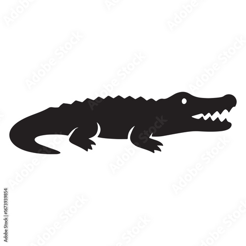 Crocodile Silhouette Icon – Reptile, Wildlife & Swamp Predator