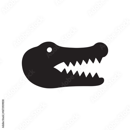 Crocodile Head Silhouette Icon – Alligator, Reptile & Danger