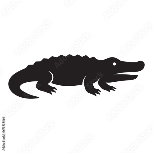 Crocodile Silhouette Icon – Reptile, Wildlife & Danger