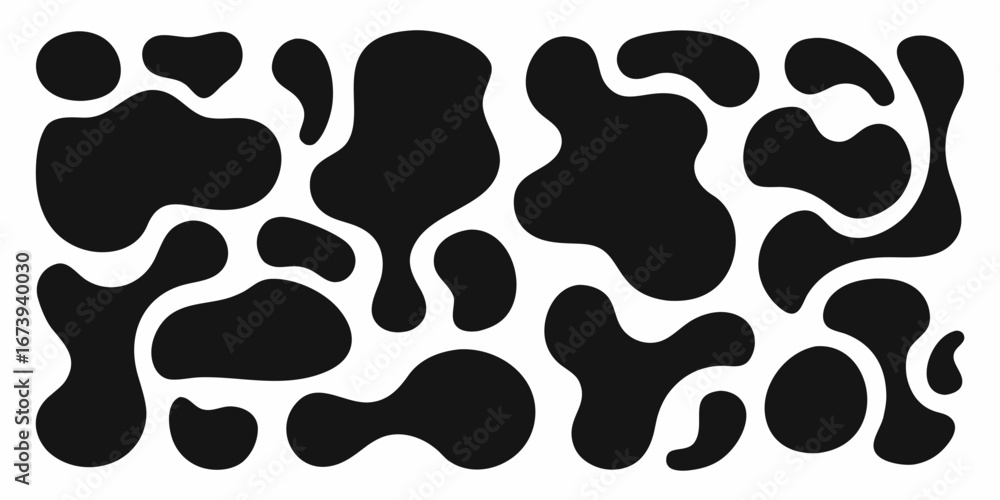 Black Organic Shapes Abstract Pattern on White Background blob blot Black Organic Shapes Abstract Pattern on White Background blob blot