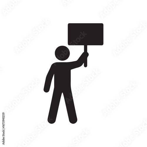 Person Holding Sign Icon – Protest, Rally & Campaign