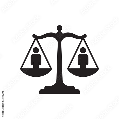 Balanced Scale with People Icon – Equality, Justice & Fairness