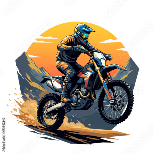 A strong vector image that embodies determination, speed, and the love for extreme outdoor sports.