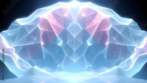A glowing blue and pink crystal object.