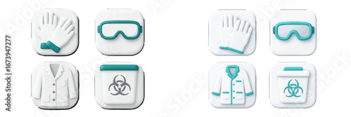 Safety equipment icons for laboratory and hazardous environments