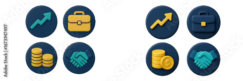 Business growth icons with financial symbols in vector illustration