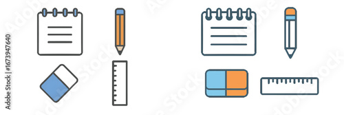Vector illustration of school supplies for creative projects