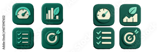 Vector illustration of eco-friendly performance indicators and targets